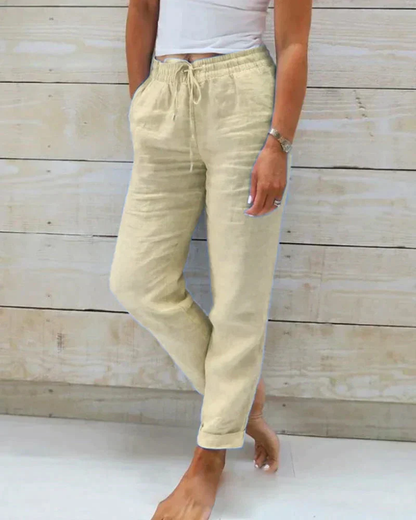 Zomerbroek Elastische Taille Rechte Pijpen Comfortabel