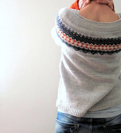 Grijze Trui Boho Stijl Zacht en Comfortabel
