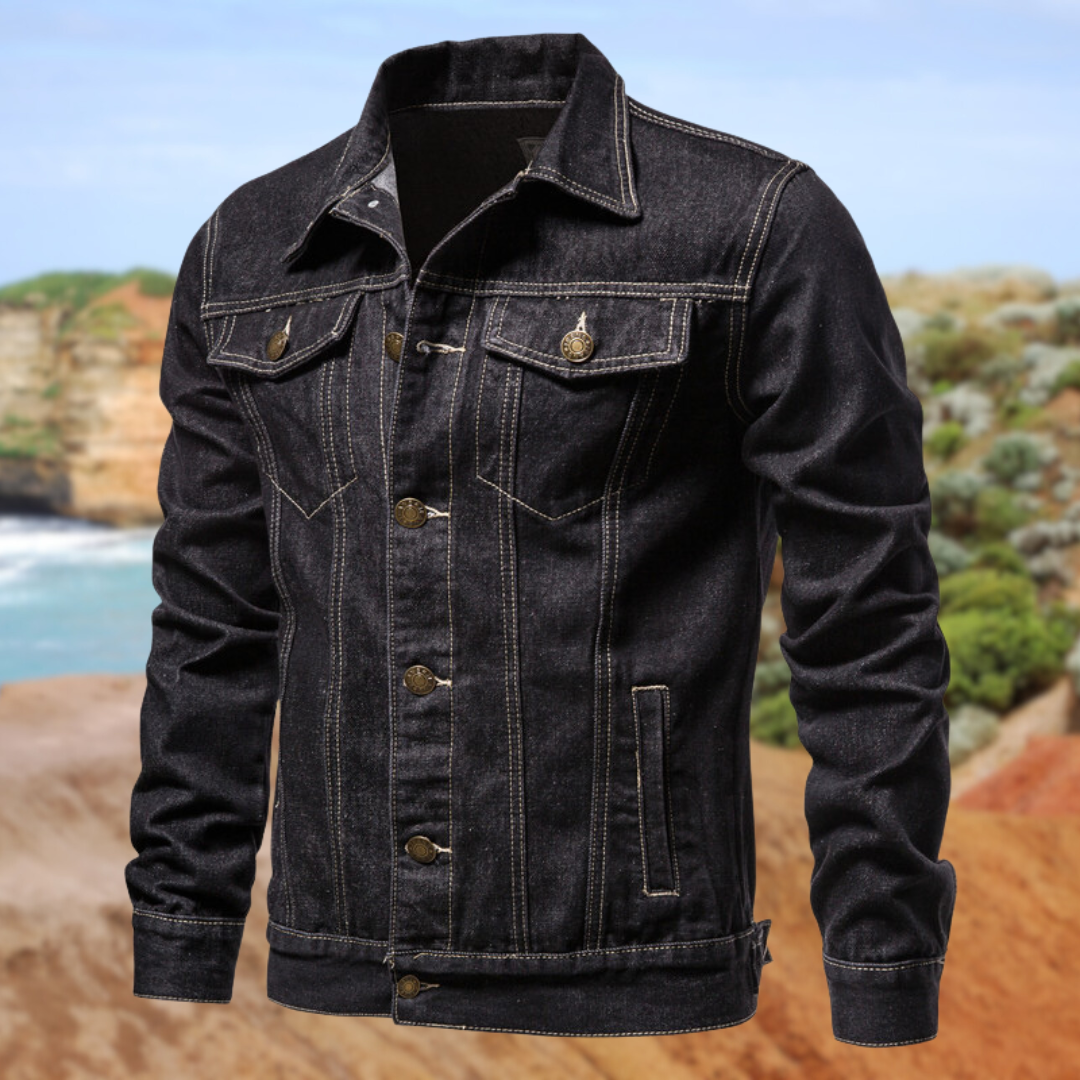 Donkere Blauwe Denim Jacket voor Mannen