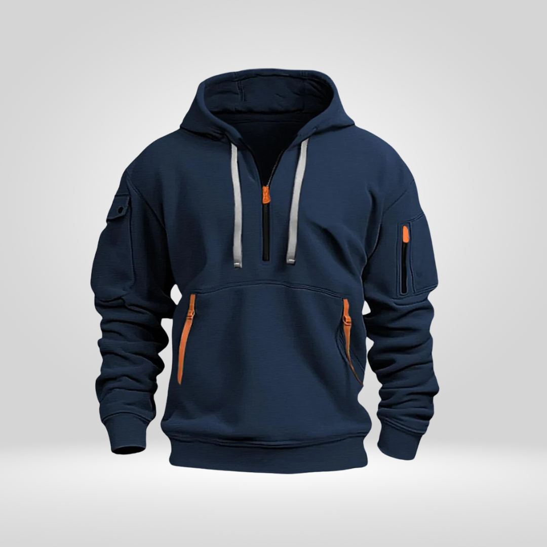 Heren Hoodie Half Zip – Comfortabele Jogging Trui met Zakken