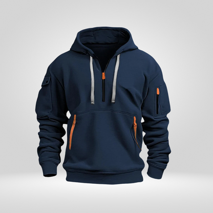 Heren Hoodie Half Zip – Comfortabele Jogging Trui met Zakken