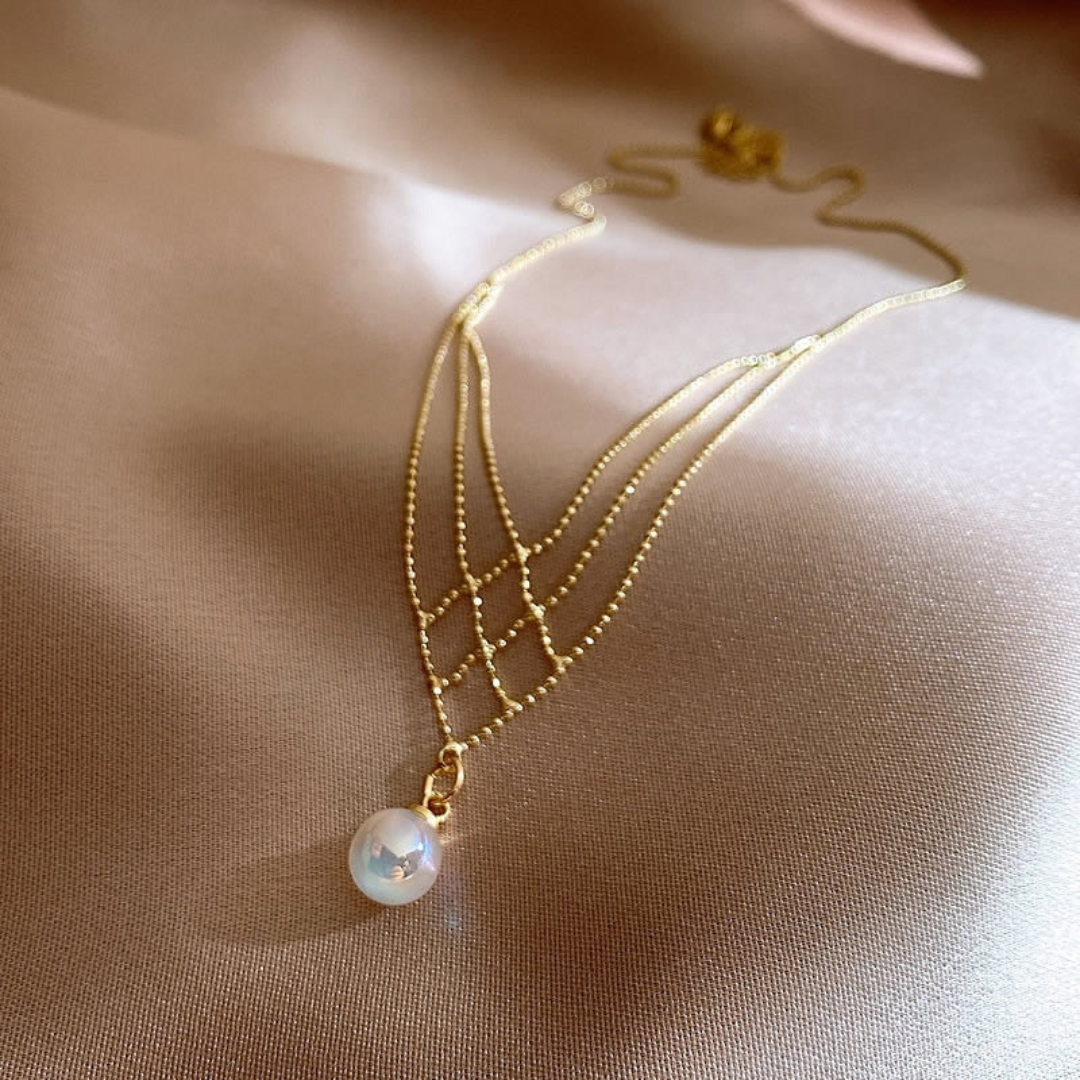 Ketting Parelketting Geweven Zilverkleurig - Mode Vibes