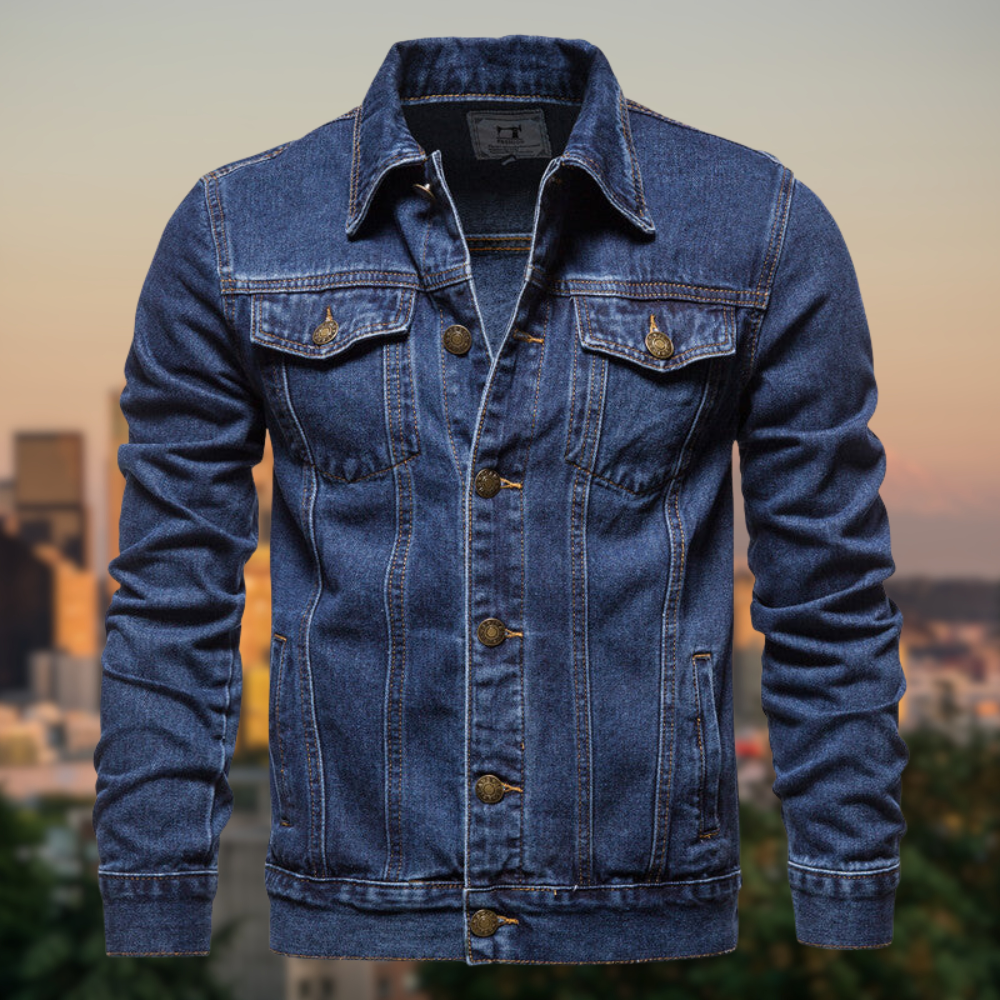 Donkere Blauwe Denim Jacket voor Mannen