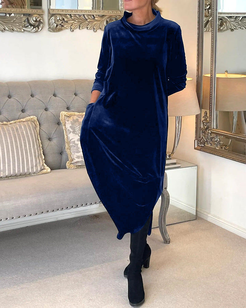 Velvet Damesjurk met Lange Mouwen – Elegant, Comfortabel & Herfstklaar