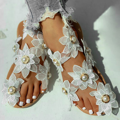 Dames Sandalen Bloemenmotief Zomerschoenen