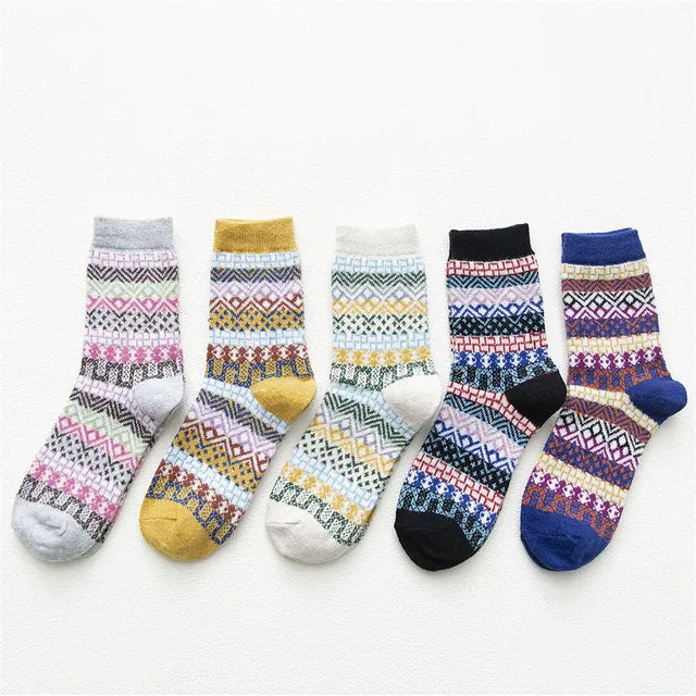 Wintersokken Retro Stijl Warme Wollige Socken