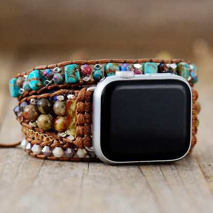 Bohemian Apple Watch Bandje Jaspis Onyx Steen Look