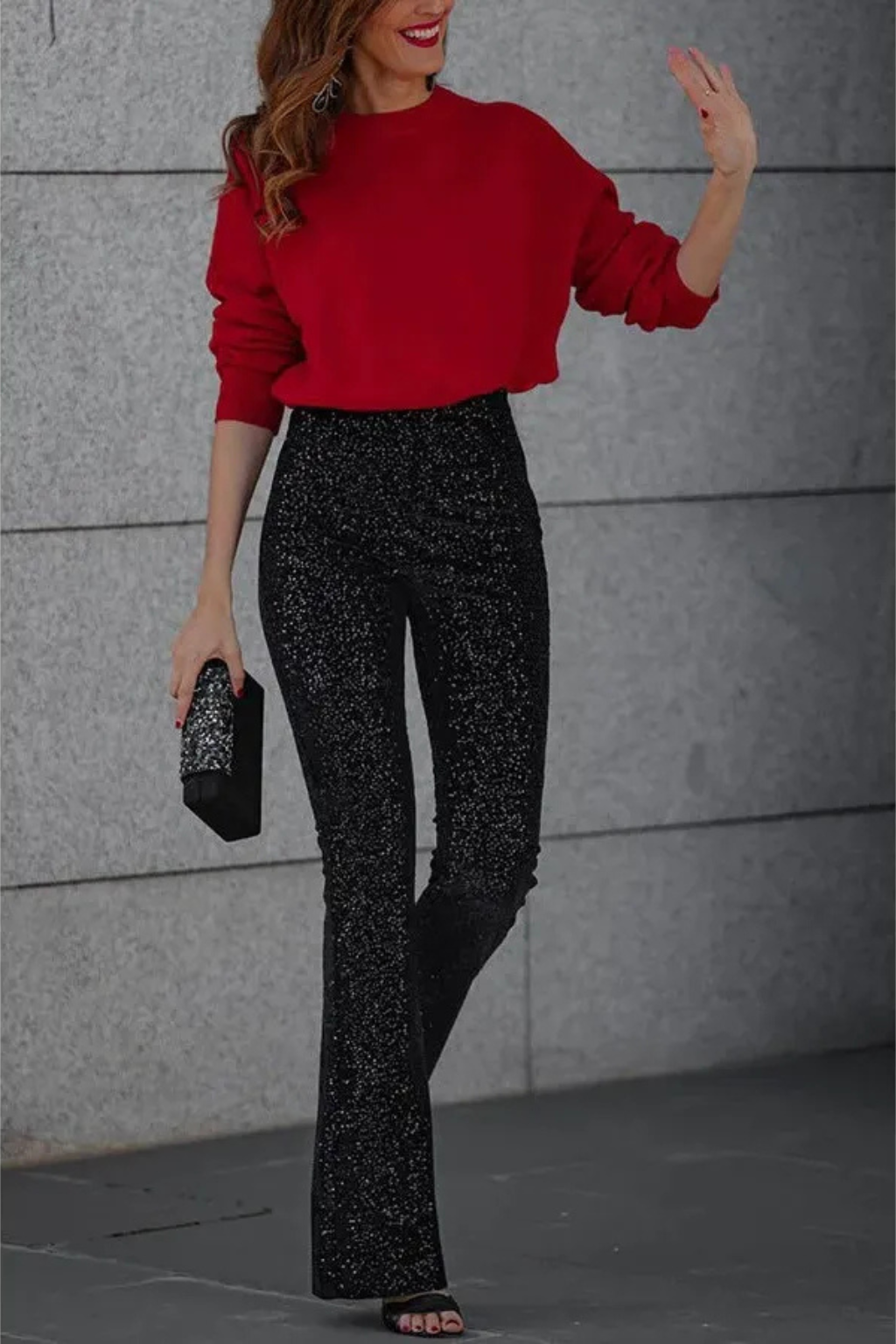 Vrouwelijke Flared Broek Glitter Pailletten Feestkleding