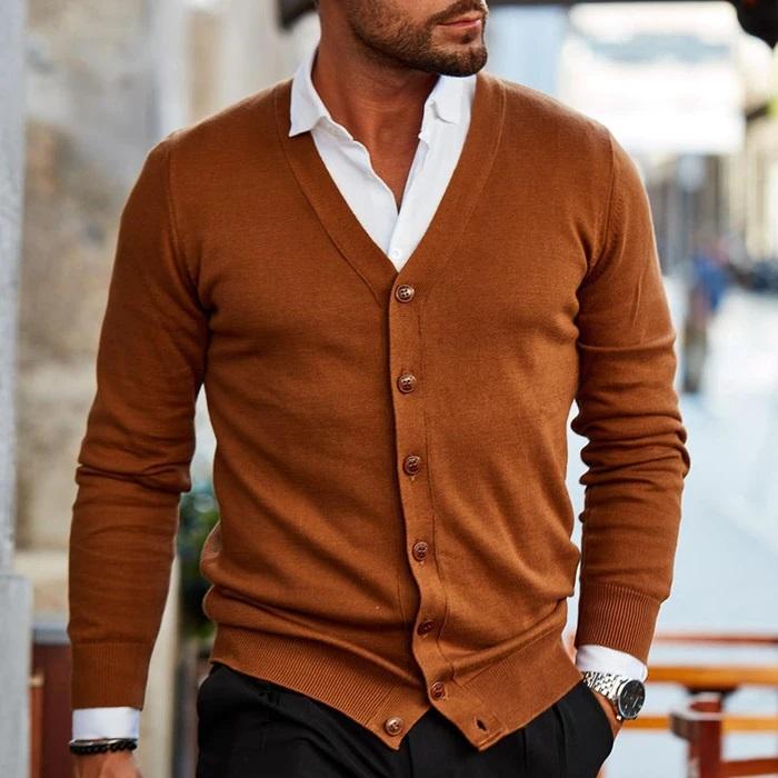 Mannen Cardigan Casual Stefan Vest Zwart Grootste Maten
