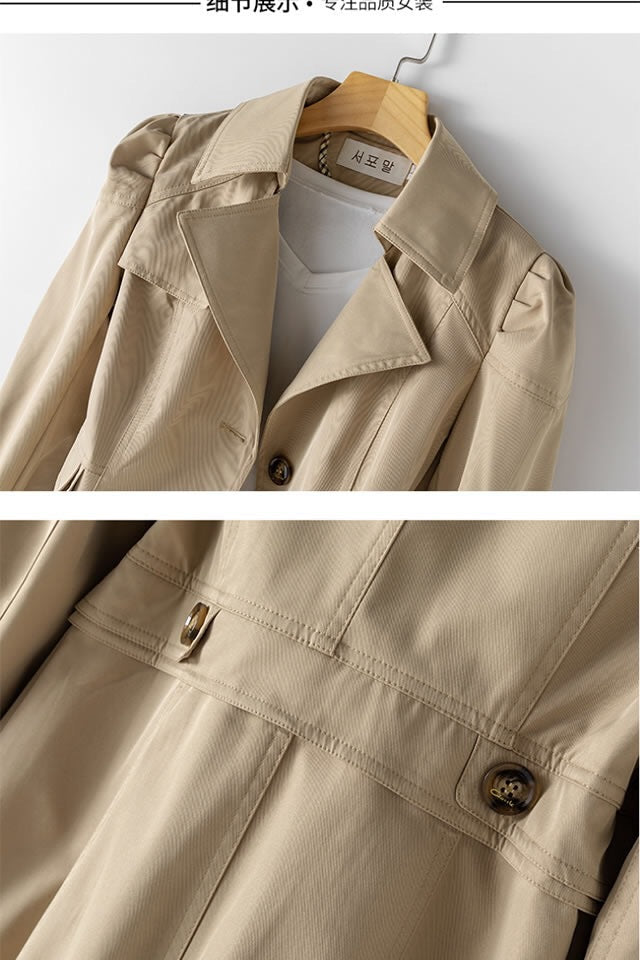 Dames Trenchcoat Halflang Met Knopen Klassiek Design