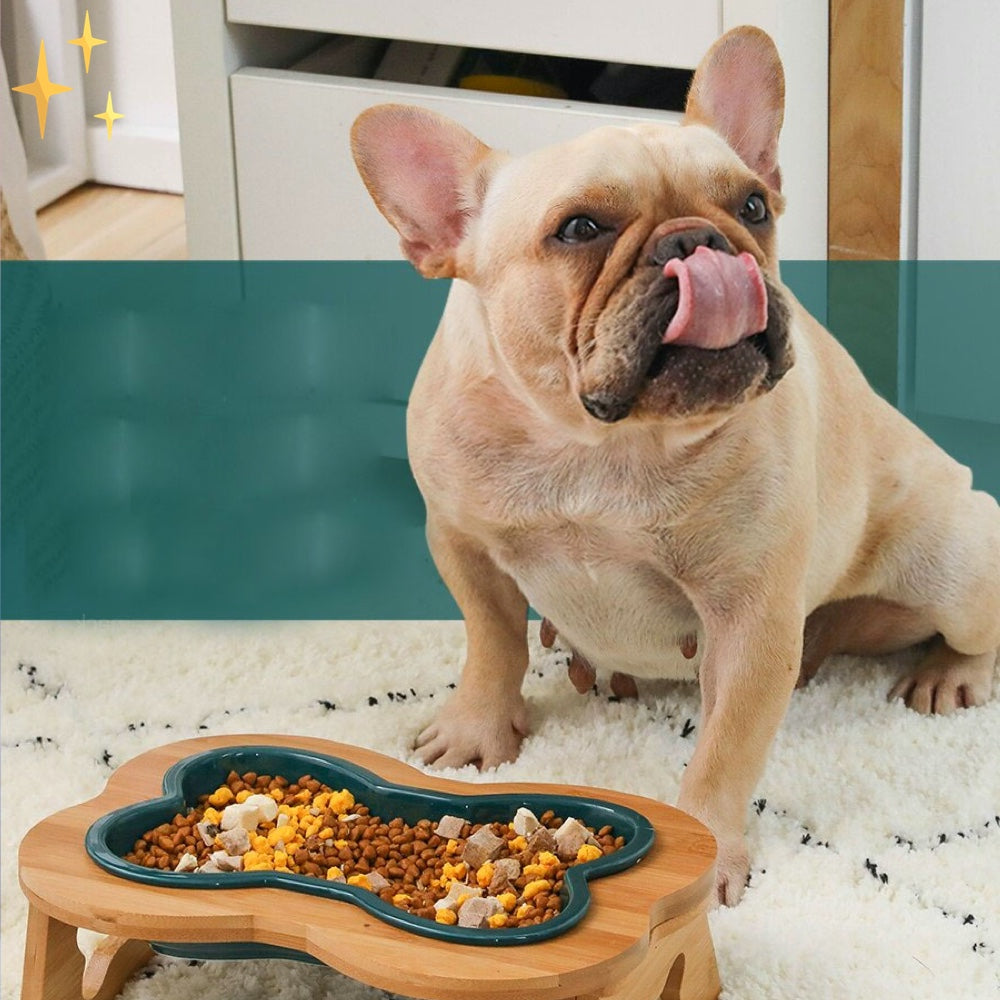 Honden Voerbak Keramisch met Houten Stand
