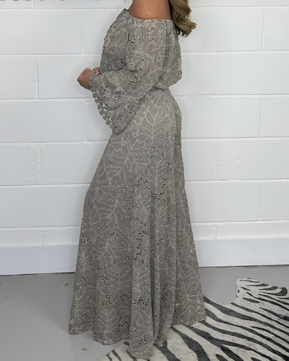 Kanten Jurk Zonder Schouder Elegant Boho Chic Stijl