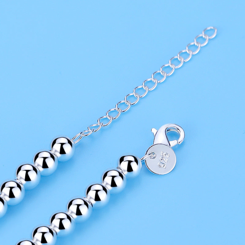 Elegante Zilveren Armband met Hartenkralen en Hartenhanger