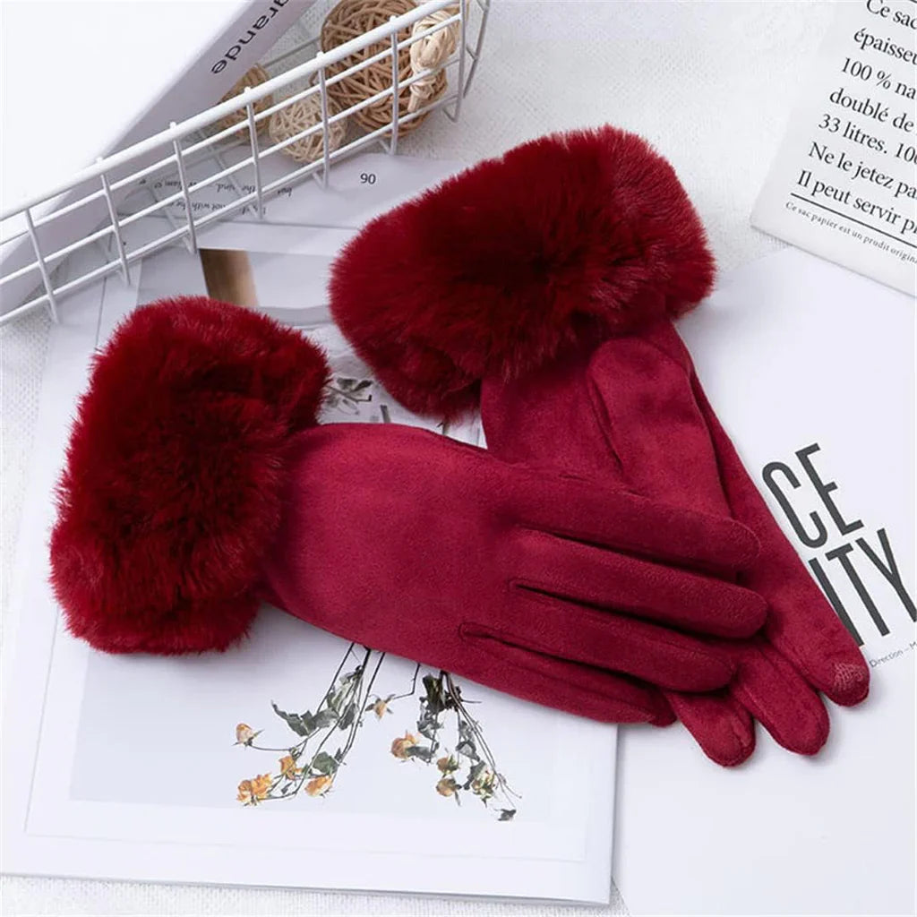 Suède Handschoenen met Nepbont Velvet Stijl
