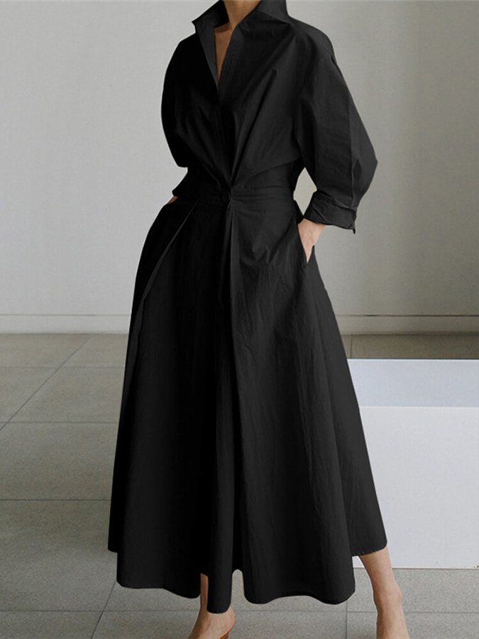 Maxi Zomerjurk met V-Halslijn en Vintage Look