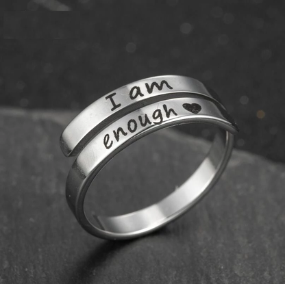 Zilveren Ring Motivatie I Am Enough Zelfvertrouwen
