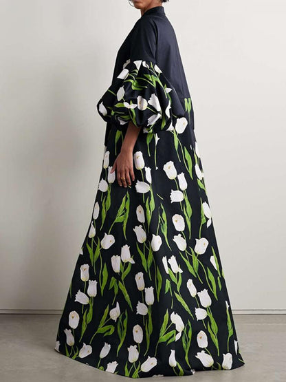 Vrouwen Trenchcoat Bloemenpatroon Elegant Design