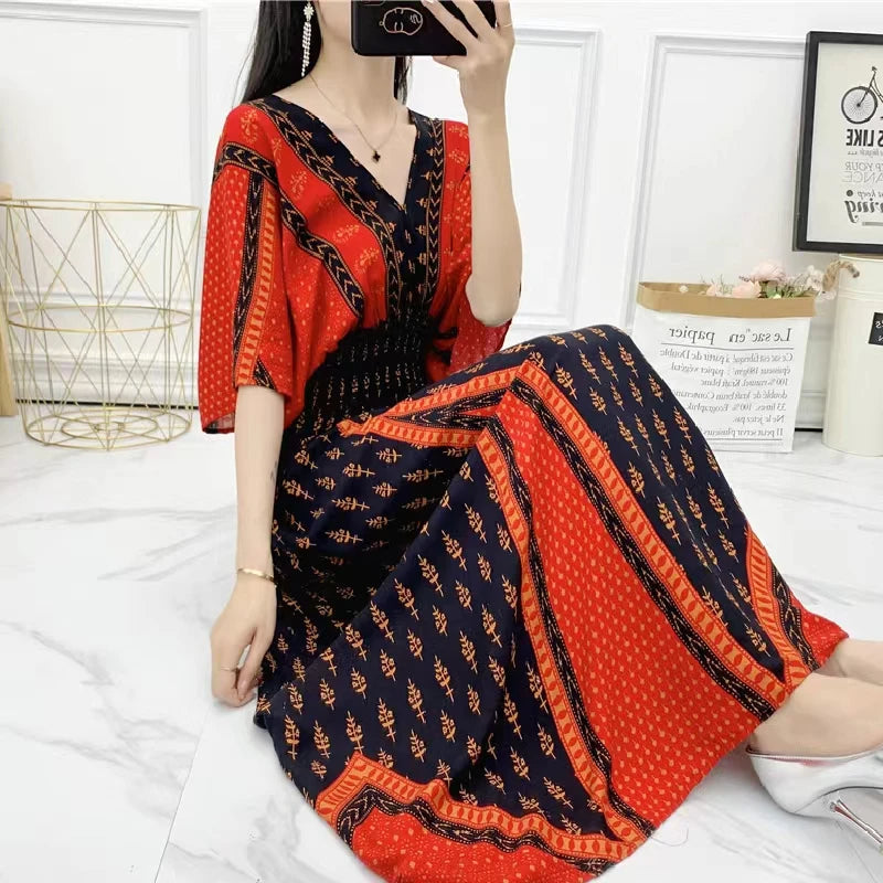 Maxi Jurk Zomerjurk Retro Stijl Casual Dameskleding