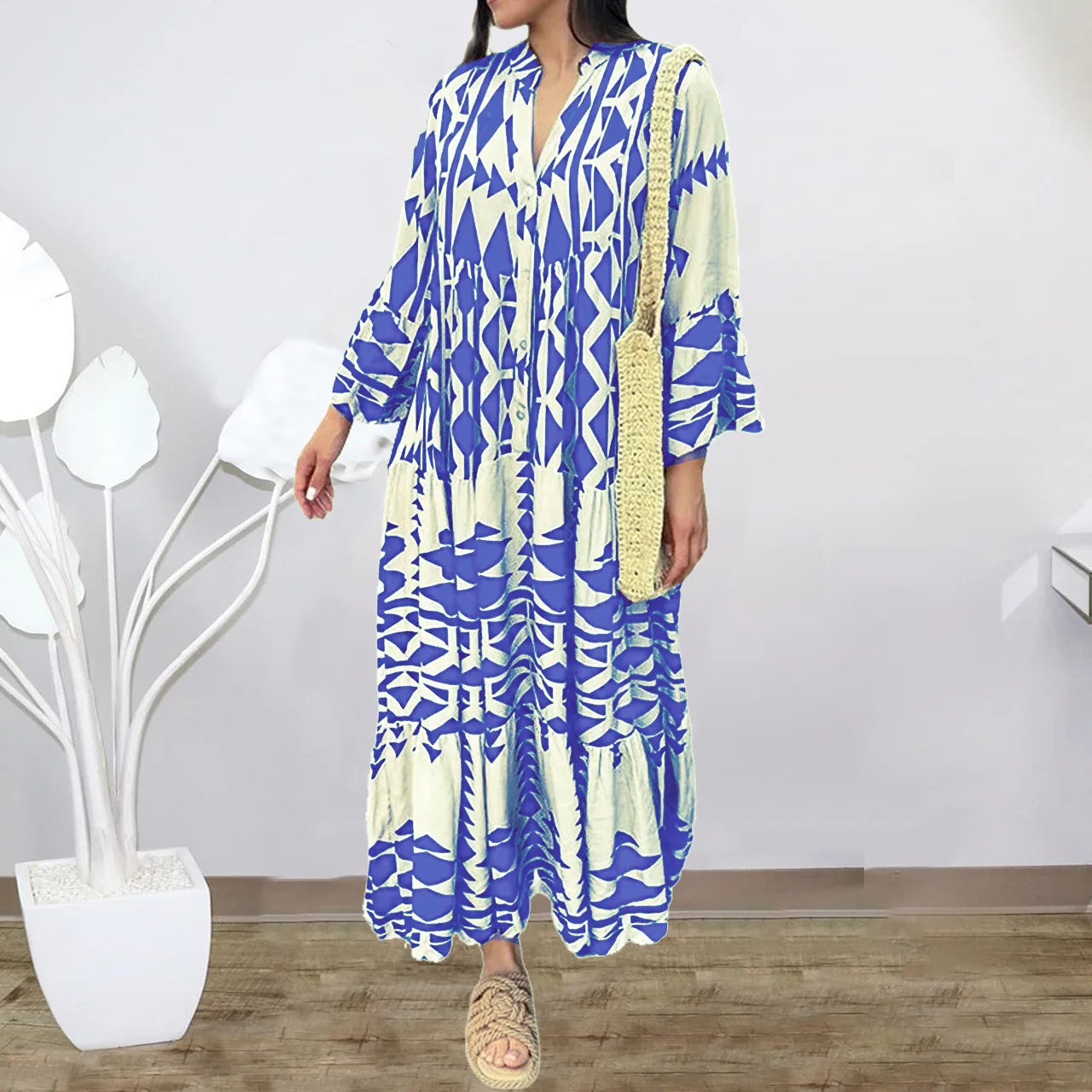 Maxi Jurk Vintage Stijl Trendy Dameskleding