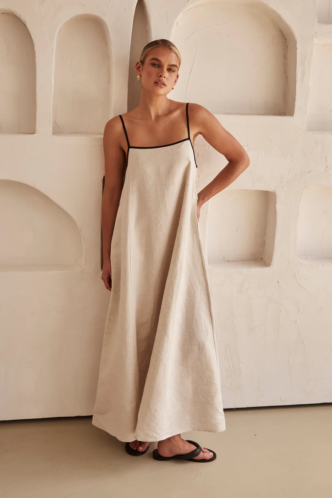 Vrouwelijke Zomerjurk Beige Jurk voor Dames
