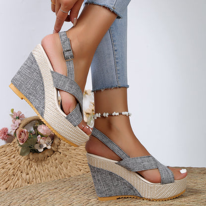 Dames Sandalen met Sleehak en Dikke Zool