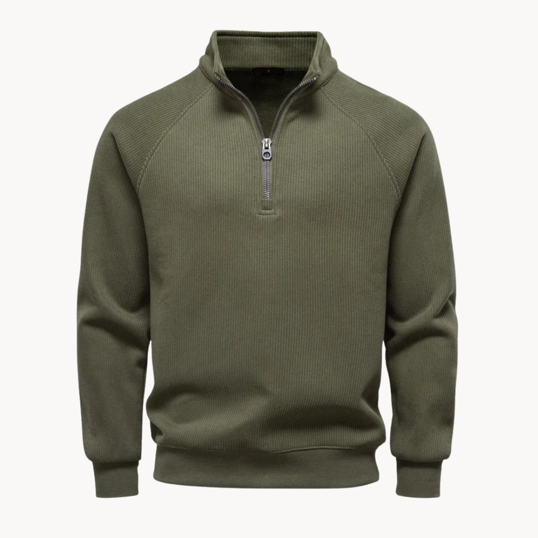 Heren Quarter-Zip Trui van Katoenmix