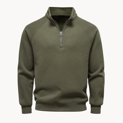 Heren Quarter-Zip Trui van Katoenmix