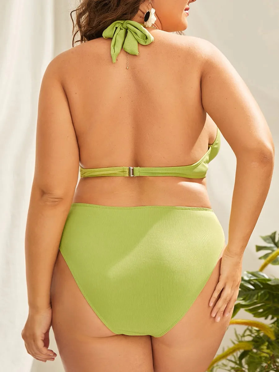 Plus Size Bikini Met Kristallen Comfortabele Badmode