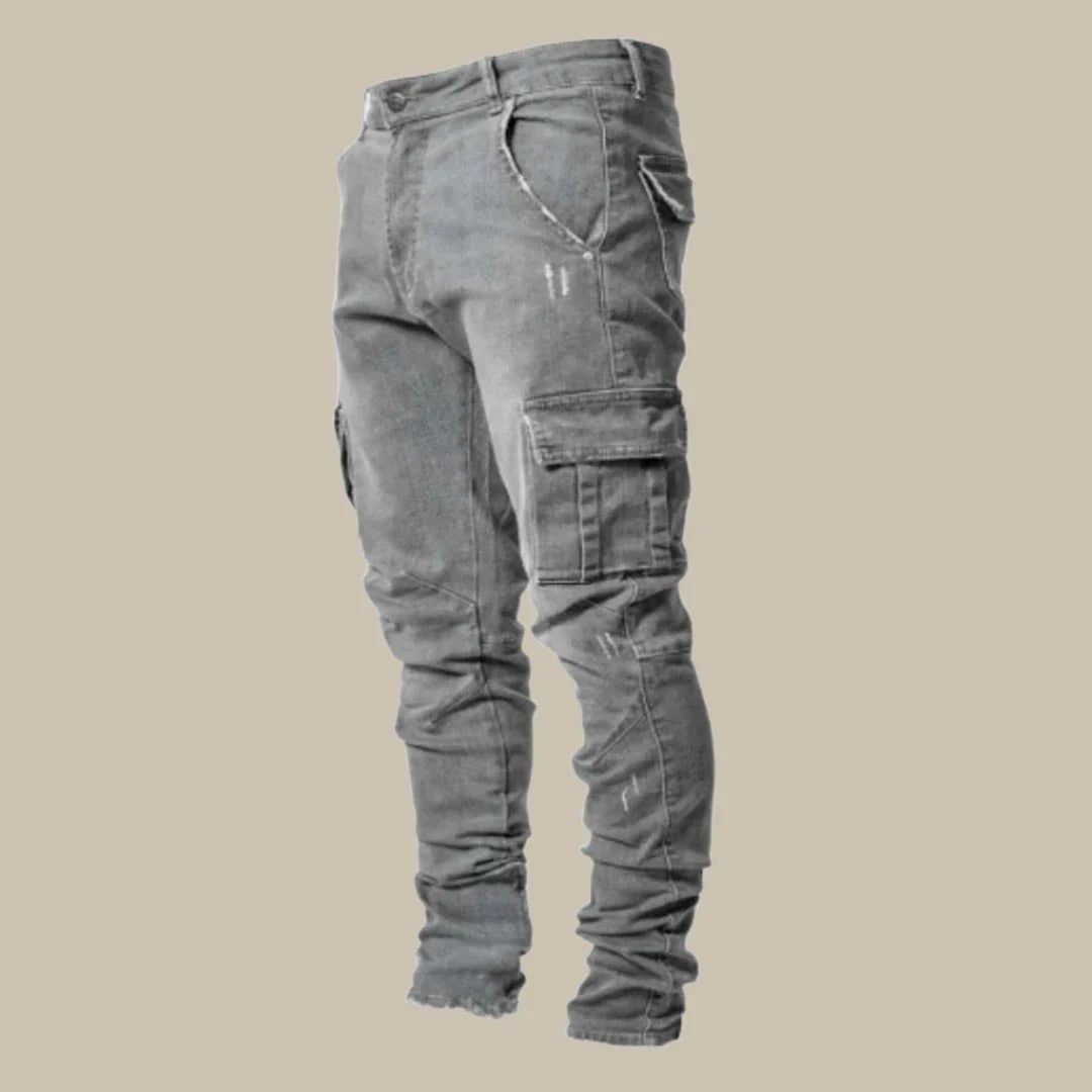 Heren Cargo Jeans Stretch Zwart Premium Kwaliteit