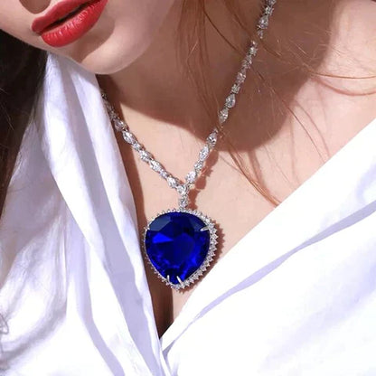 Kristal Ketting Blauw Hartje Elegante Halsketting