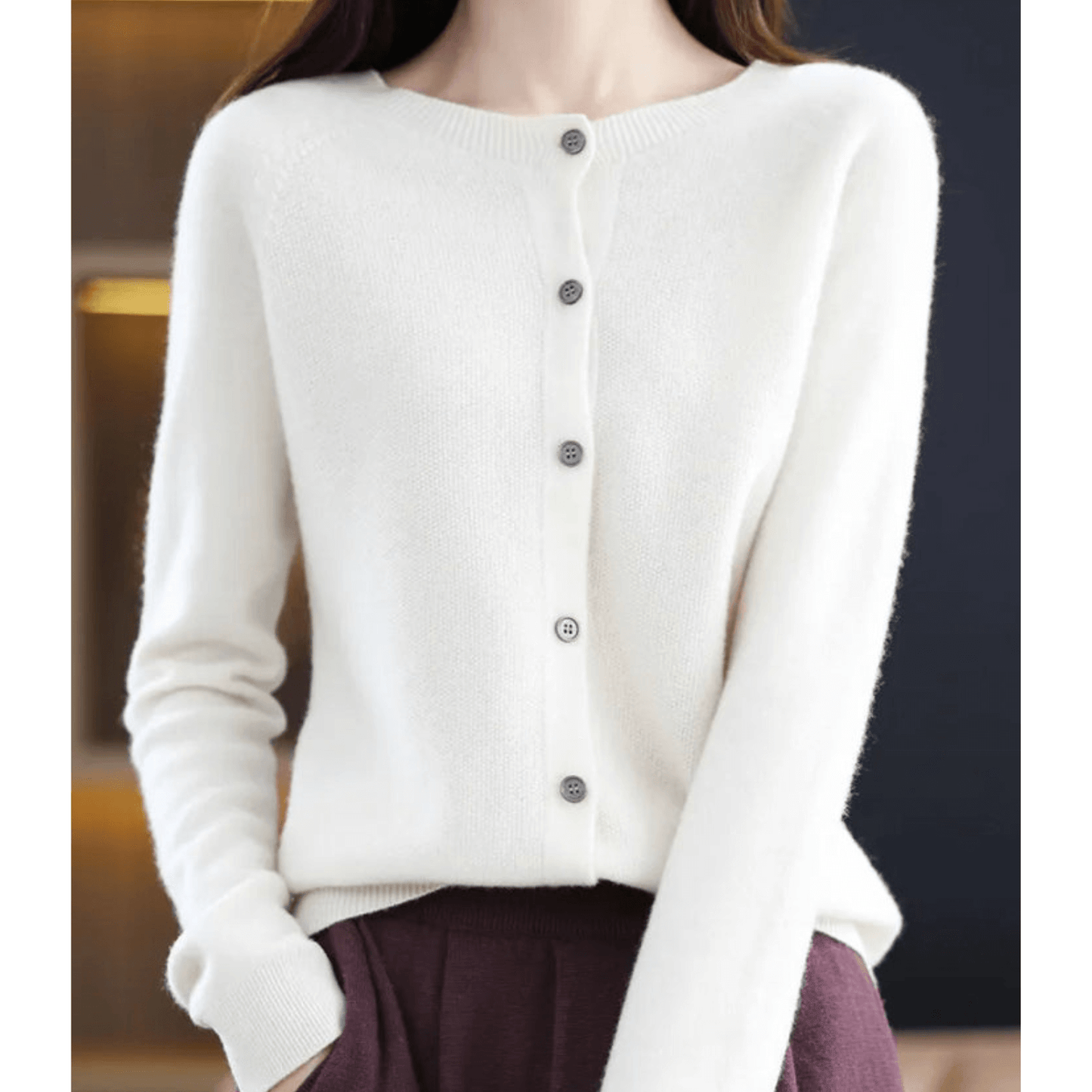 Dames Fijngebreid Vest met Ronde Hals – Wolachtige Look