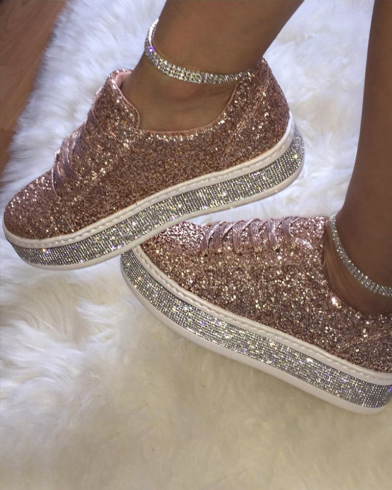 Glitter Dames Sneakers Plateau Sienna Stijlvol