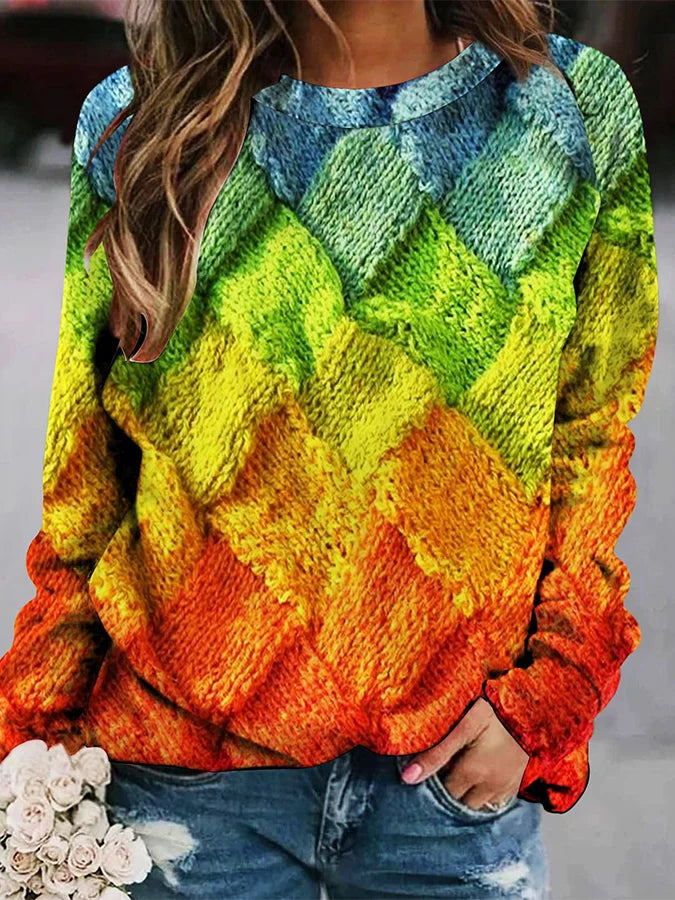 Kleurrijk Sweatshirt met Leuke Print - Mode Vibes