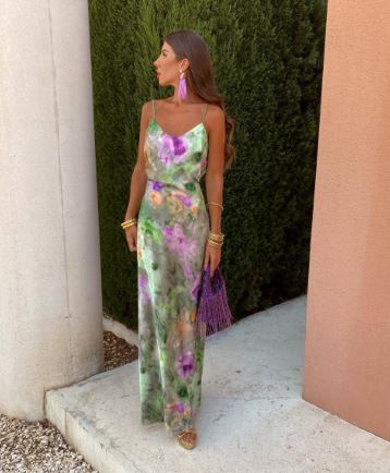 Maxi Jurk Kleurrijk met Halo Dye Print en Sjaal - Mode Vibes