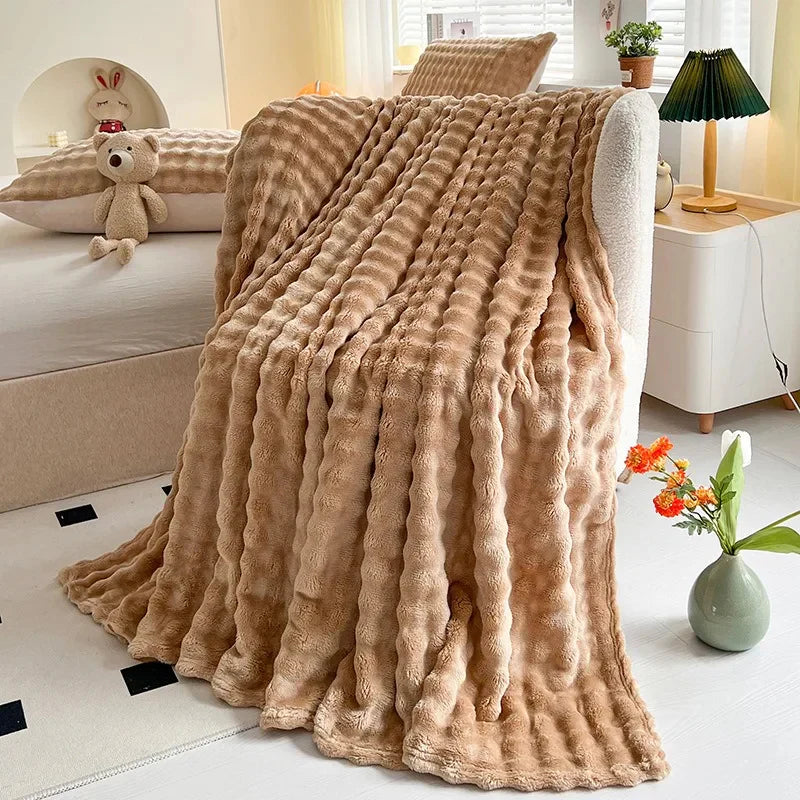 Zachte Fleece Deken met Bubbeltextuur Warm en Plush