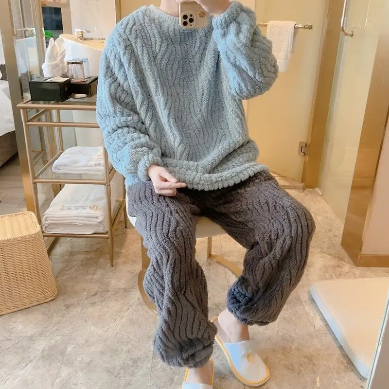 Warme Fleece Pyjama voor Heren Zacht en Comfortabel