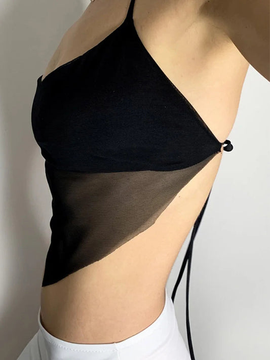 Vrouwelijke Transparante Top Retro Stijl - Mode Vibes