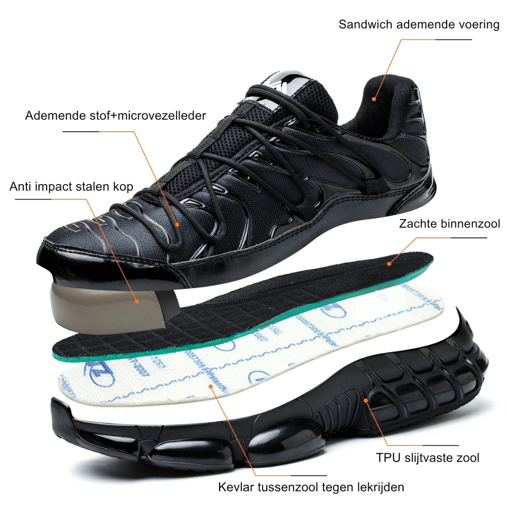 Jaxon Veiligheidsschoenen met Stalen Neus – Lichtgewicht, Antislip & Schokdempend
