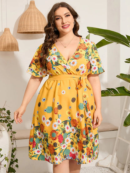 Midi-jurk voor Vrouw Zomer Trendy Korte Mouw