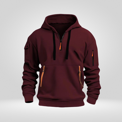 Heren Hoodie Half Zip – Comfortabele Jogging Trui met Zakken