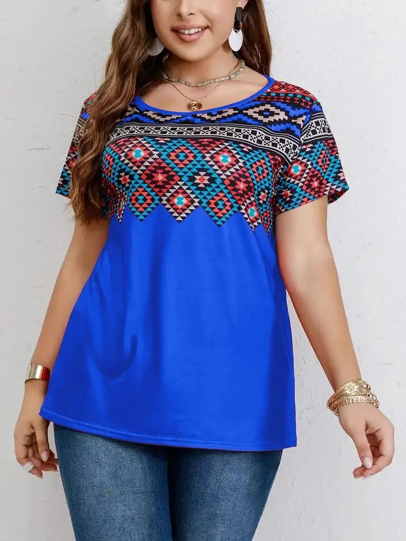 Plus-Size T-Shirt Vrouw Casual Katoen