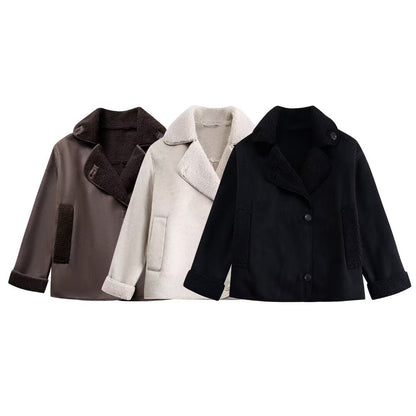 Dames Pilotenjas Oversized met Teddy Voering en Knopen