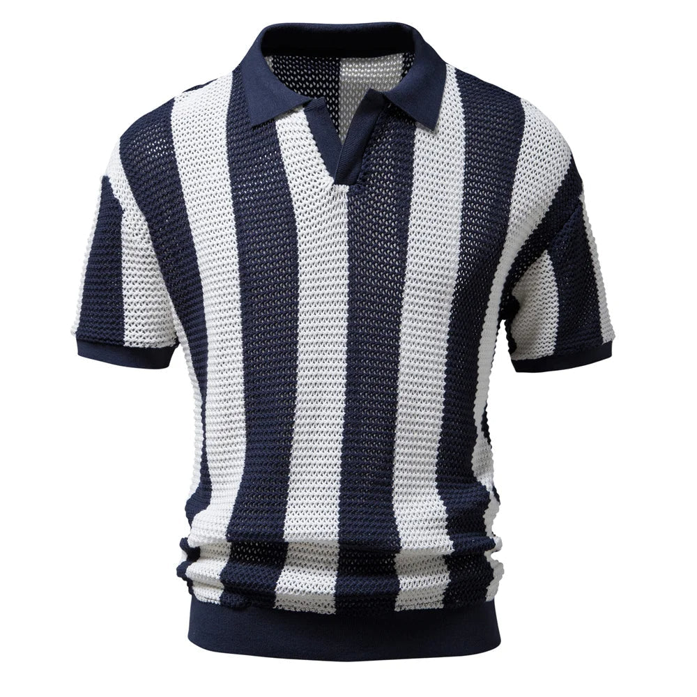 Herenshirt Gestreept Ademend Poloshirt Casual Model