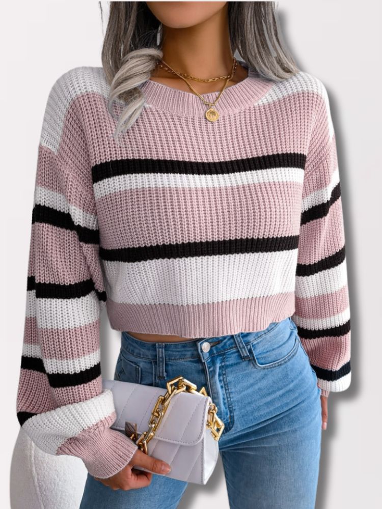 Dames Crop Trui Gestreept Kort Model