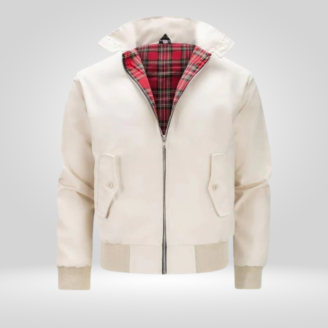 Heren Jas Retro Model met Tartan Voering en Ritssluiting