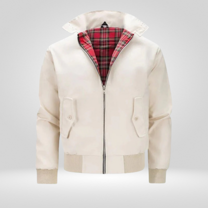 Heren Jas Retro Model met Tartan Voering en Ritssluiting