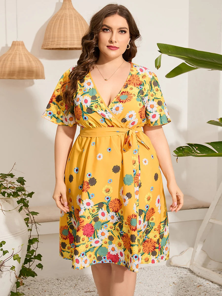 Midi-jurk voor Vrouw Zomer Trendy Korte Mouw