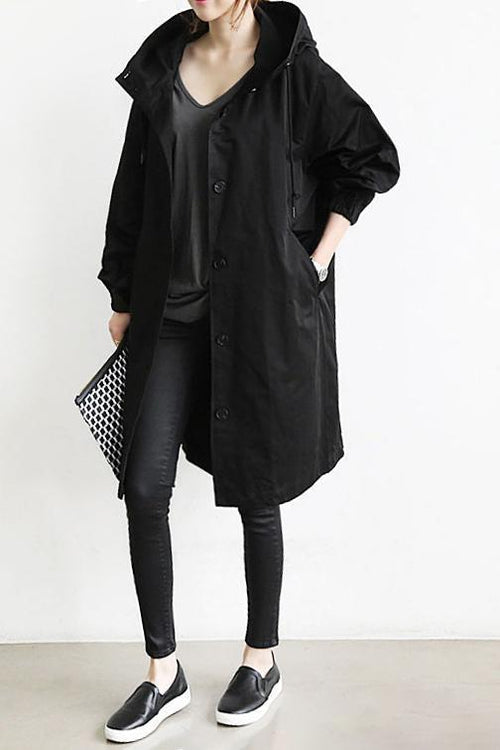 Dames Trenchcoat Waterdicht met Capuchon voor Lente en Herfst