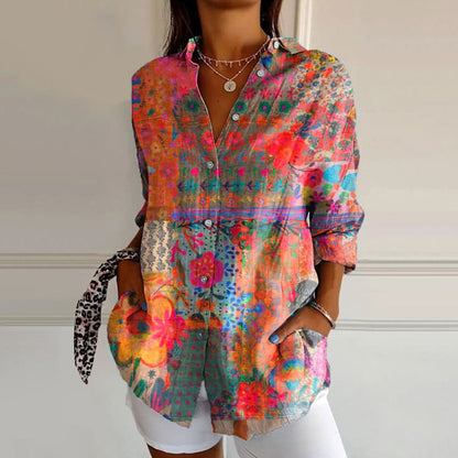 Floreale Elegante | Camicia da Donna Floreale a Maniche Lunghe 1