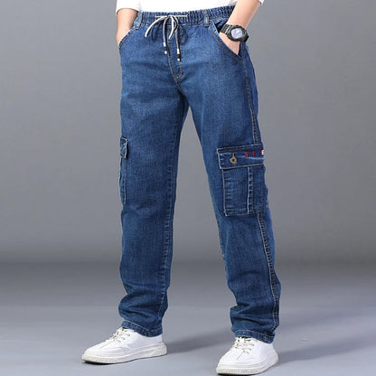 Warme Plus Size Jeans voor Vrouw met Meerdere Zakken